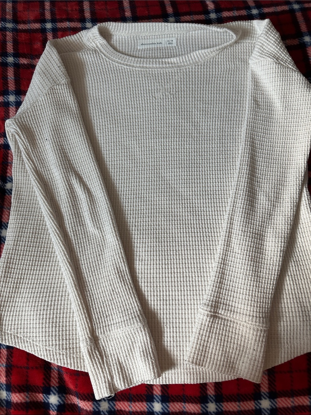 abercrombie kids Cream Waffle-Knit Long Sleeve Tee